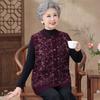 Yuzhaolin Elderly Women's Floral Knitted Button-Front Vest