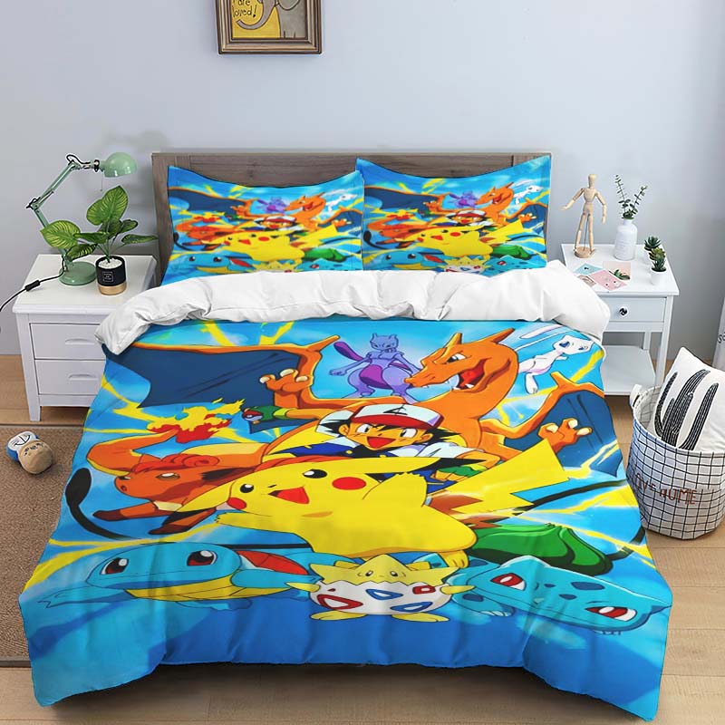 Pokémon Three-piece Bedding Set – Includes A Printed Duvet Cover and Pillowcases
