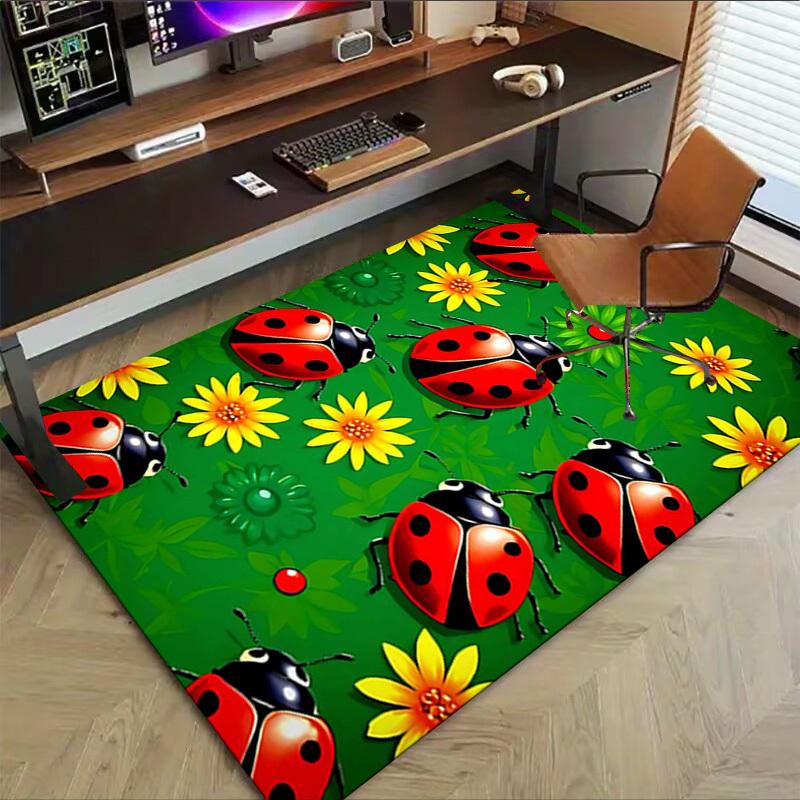 1 Stück Marienkäfer Blumen Extra Groß Rutschfester Teppichboden, Büro, Familie, Schlafzimmer, Studio - Großer TeppichJ0331