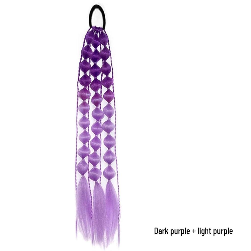 European Style Gradient Lantern Bubble Ponytail: Fashionable Women's Long Hand-woven Braid
