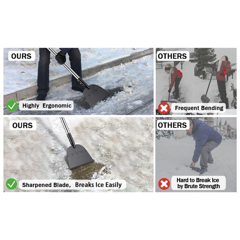 AEE4-Snow Shovel, Driveway Ice Scraper Tool, Floor Scraper For Cleaning Weeds Tools, Suitable For Roads Outdoor Garden