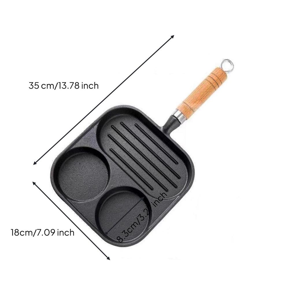 Cast Iron Pan with Wooden Handle Induction InductionreadySection PreSeasoned Breakfast Skillet