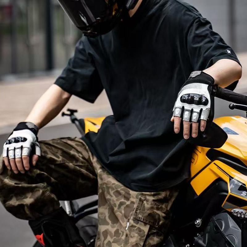 Outdoor-Radhandschuhe Kohlefaser Anti-Drop Herren und Damen Vier-Jahreszeiten Atmungsaktiv Lokomotivhandschuhe