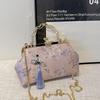 Bohemianowa Haftowana Torba na Ramię Damska Modna Metalowa Rączka Portmonetka z Paskiem na Łańcuszku Elegancka Torba Crossbody Pomysł na Prezent portfel