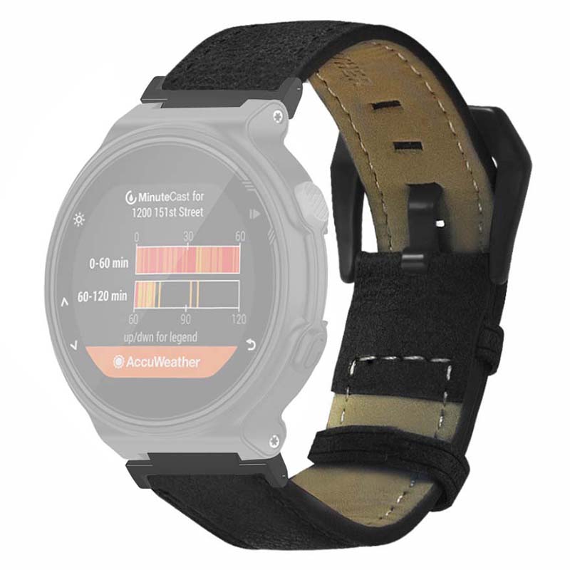 

For Garmin Forerunner 220/230/235/735XT/620/630 Watch Strap PU Leather Retro Texture Wristband Strap Black
