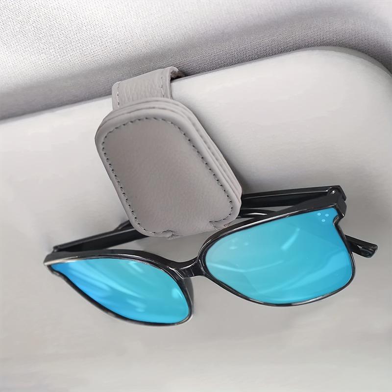 1pc Magnetic PU Leather Glasses Holder for Car Visor - Glasses Clip with Black Textured Grip, Compact Design for Easy Access