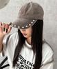 WEGO Pigment Stud Korean Street Size Brown Cap, Style, Gift, Women's, F,