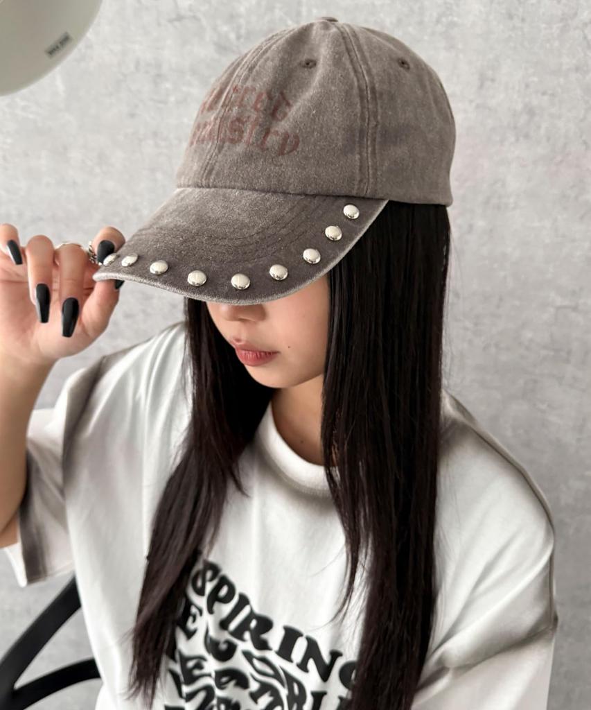 WEGO Pigment Stud Korean Street Size Brown Cap, Style, Gift, Women's, F,
