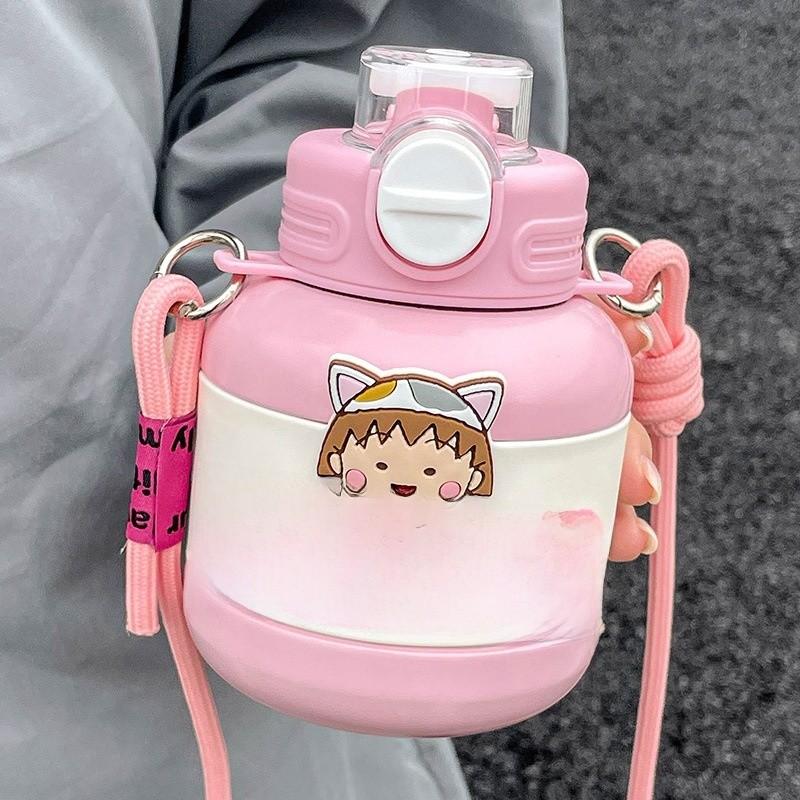 Chibi Marukochan Niedliche Isolierflasche mit auslaufsicherem Deckel für Büro und Reise