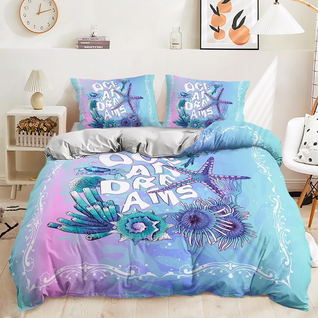 Three-Piece Marine Life Sea Turtle Quilt Cover Bedding Digital Printing Kit
