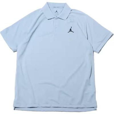 Polo de Manga Corta Casual de Golf con Logo Bordado Dri-FIT para Hombre Polos Azul Gris DZ0541436
