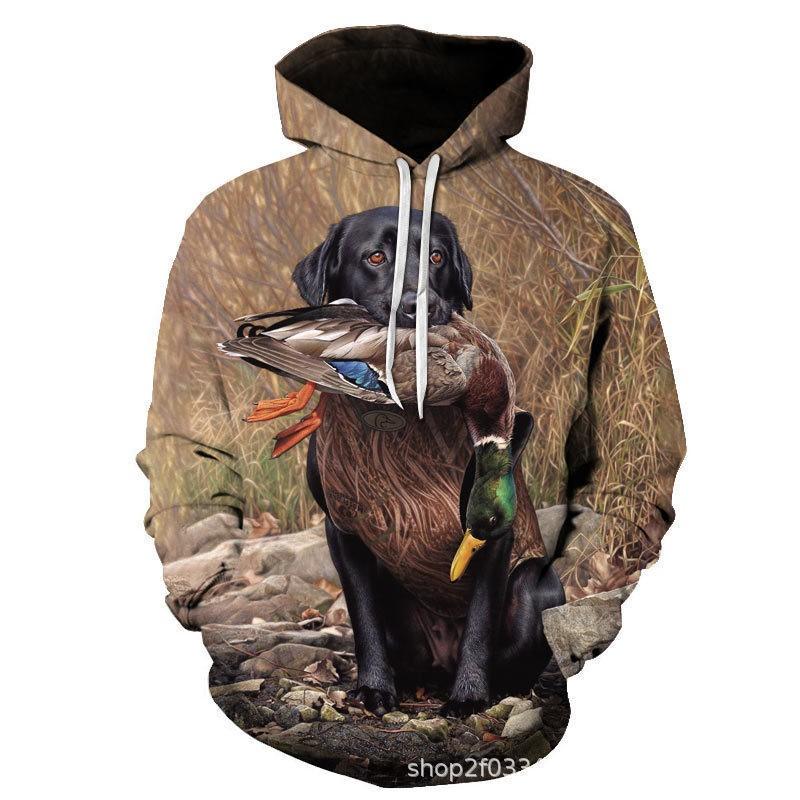 Winter Animal Print Hoodie Men Women Casual Loose Fit Sweatshirt
