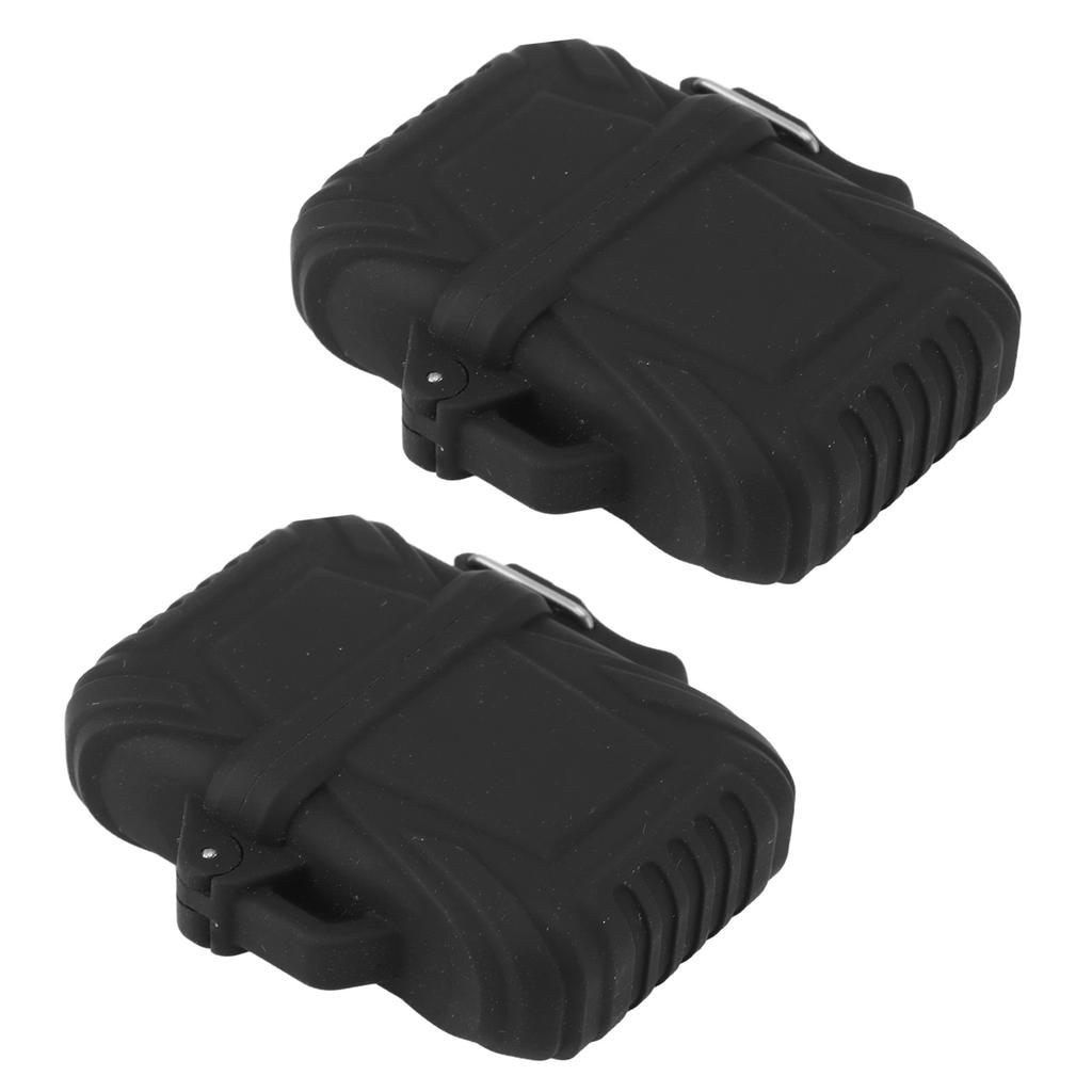 2 PCS Waterproof Lighter Case Plastic Black Sealed Pocket Lighter Container for Outdoor