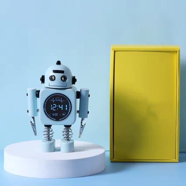 Moderne Süße Metall Roboter Digitaler Wecker Stille LED Temperaturanzeige Nachtlicht Schreibtisch Uhr für Kinderzimmer Nachttisch