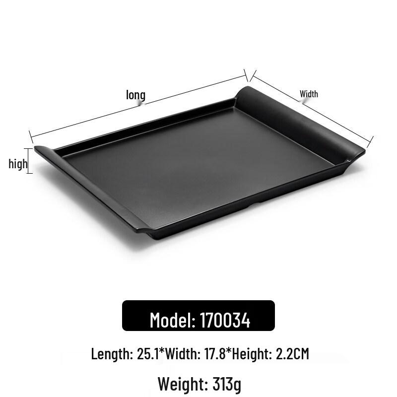 Japanese Style Commercial Black Melamine Rectangular Serving Tray