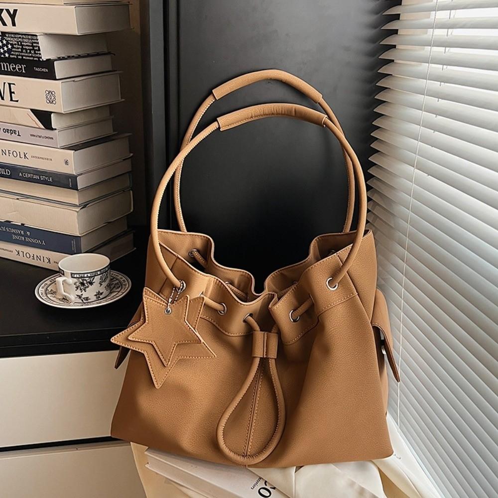 Retro Large-capacity Tote Bag Soft PU Leather Shoulder Bag Women s Bags коричневый