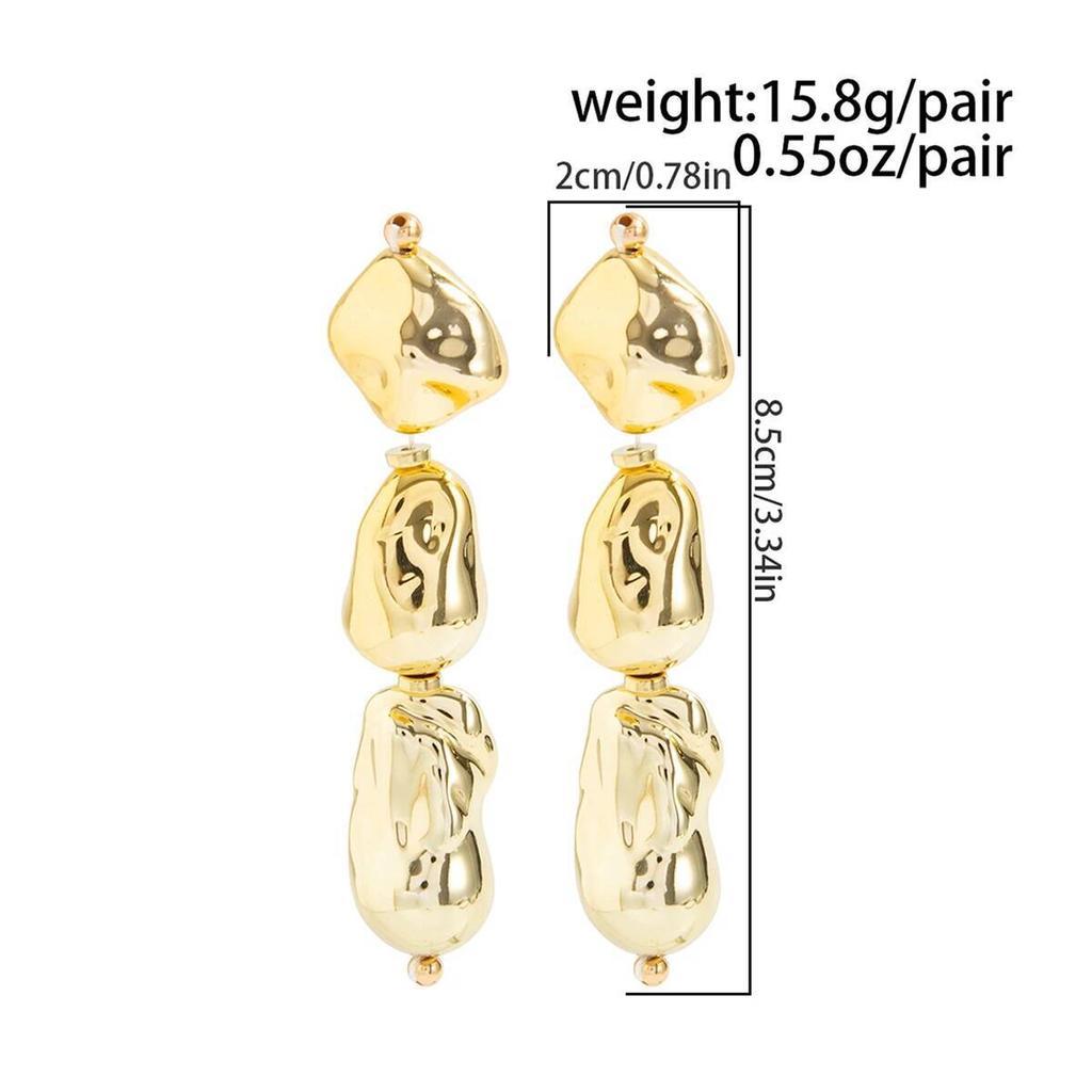 Salircon Classic Irregular CCB Beads Pendant Earrings Women Trendy Simple Gold Color Piercing Earring Party Jewelry Accessories