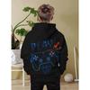 Boys' Black Hoodie with Vibrant Game Console Print - Casual and Comfortable Polyester Blend, Long Sleeves