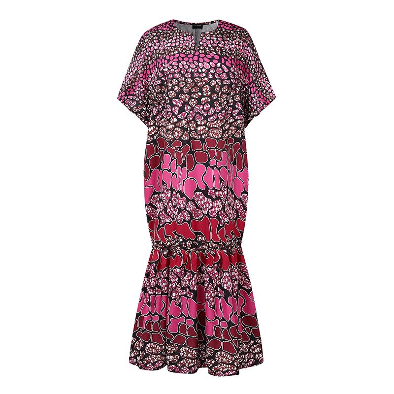 

Oversized Women Round Neck Batwing Sleeve Print Fishtail Party Long Dresses 5XL