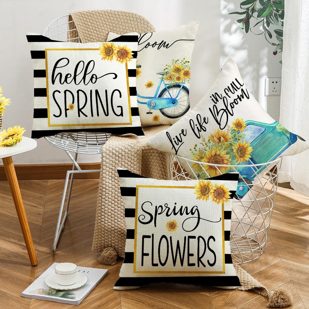 New Sunflower Pillow Home Decoration Pillow Simple Sofa Living Room Spring Pillow