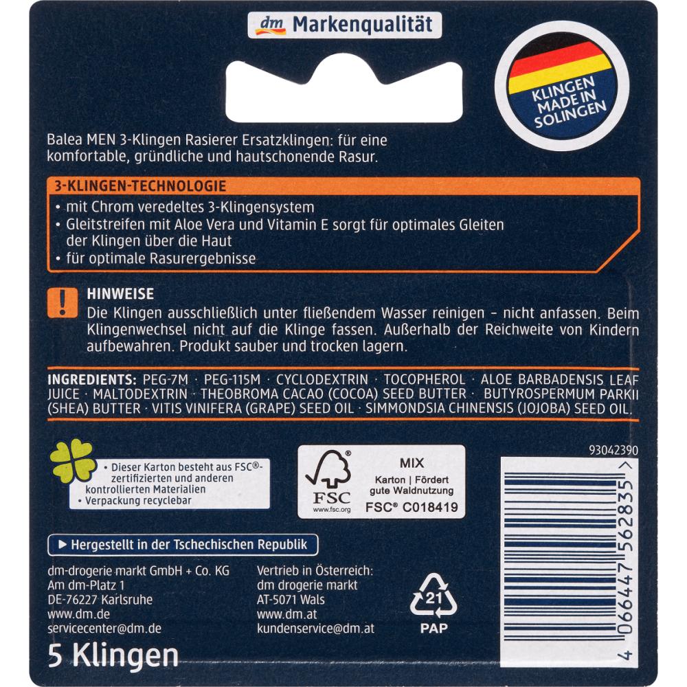 Niemcy DM Balea Potrójne Ostrza Wymienne (Dla mężczyzn) 5St