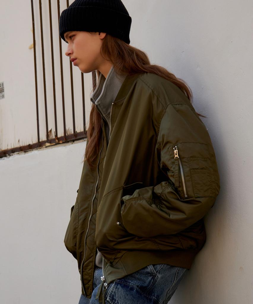 Jeep 2-Way Ma-1 Pocket Bomber Jacket Khaki (Jq5Jpu001Kh)