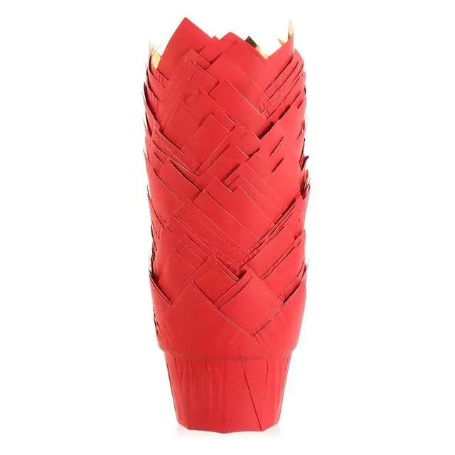 

50 шт. бумажные формочки для кексов, розовые золотые формочки для выпечки, термостойкие, рождественские инструменты для выпечки кексов красный