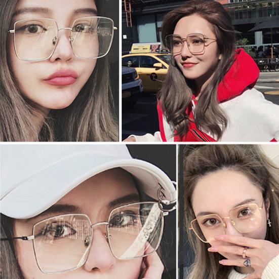 Fashion Unisex Square Metal Myopia Frame Glasses Anti-blue Eyewear Spectacles