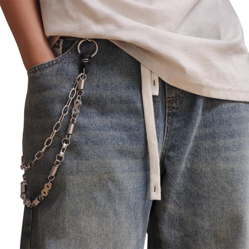 Hip-Hop Punk Metal Rivets Pants Chain Multi-Layer Waist Chain For Men Women Dress Up Pants Belt Chains Jewelry Accessories