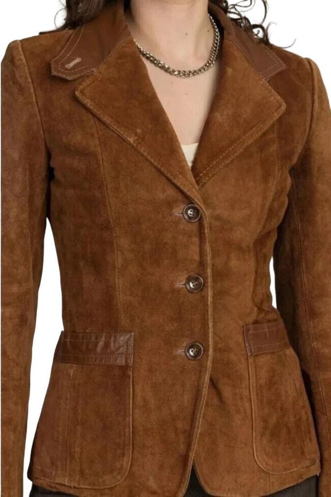 Women's New Stylish Formal Design Blazer Handmade Genuine Lambskin Suede Leather