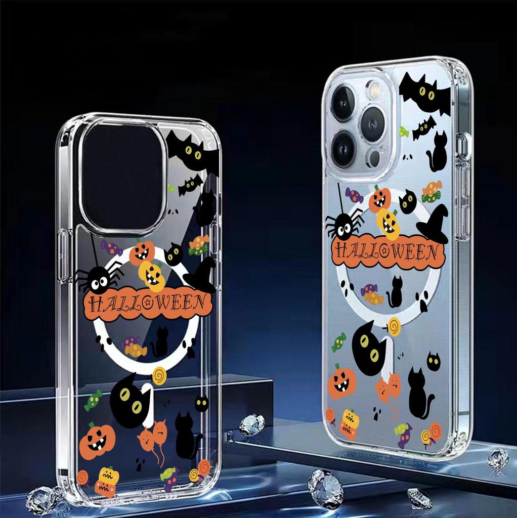 Halloween Magnetic Transparent Full-Coverage Case for iPhone 15/16/17 Pro Max