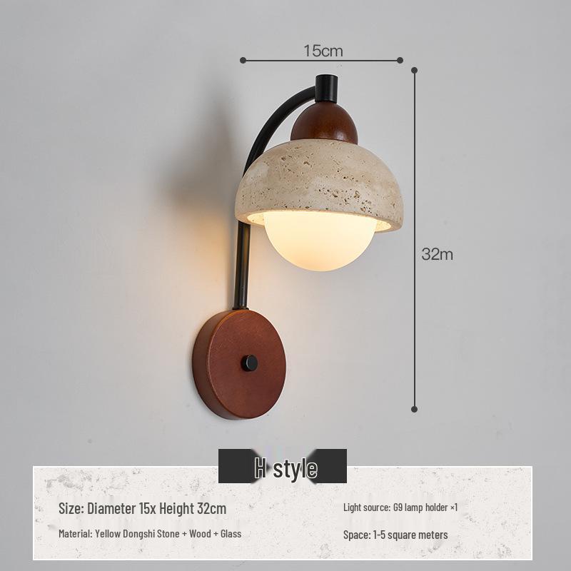 Wabi-Sabi Style Japanese Walnut Wall Lamp for Living Room, Bedroom, Hotel Entrance, or Corridor.