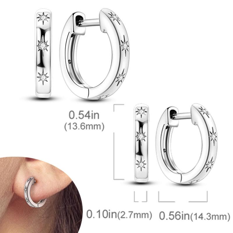 Original 925 Silver Hoops Earrings Zircon Pave Colourful Hoop Earrings For Women Fashion Jewelry Gift