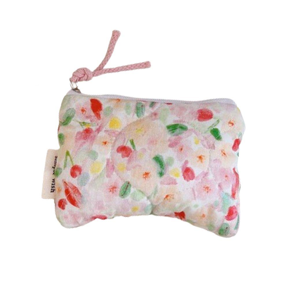 Makeup Bag Fragmented Flower Cosmetic Pouch Large Capacity Cotton Card Pouch Cute Sweet Coin Purse Girl