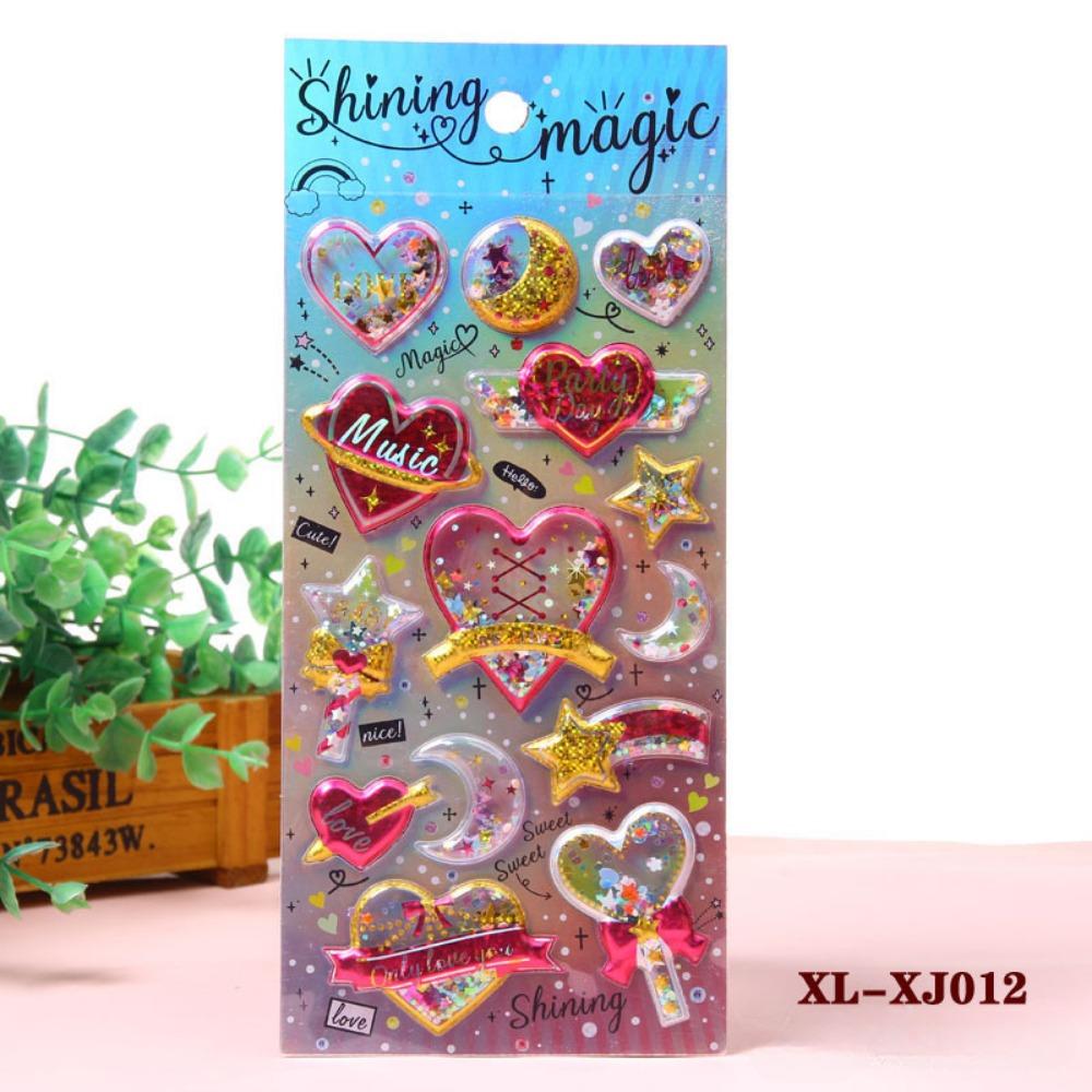 1 PCS Shiny Hot Stamping Cute Stickers 3D Three-dimensional Crystal Shaking Gemstone Stickers for Phone Decoration INS Style Stickers
