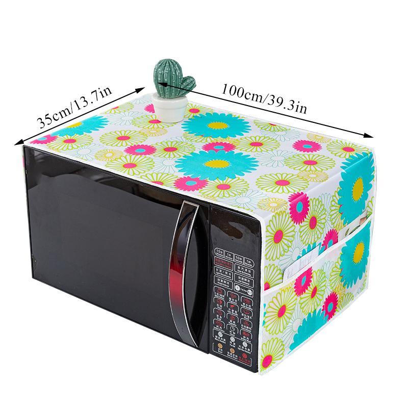 Microwave Dust Cover Cartoon Tree Leaf Printed Dustproof Microwave Dust Cover Cloth Pocket Water Proof Oven Cover Nordic Style