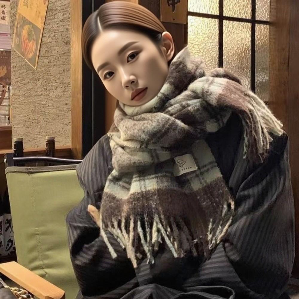 Long Tassel Winter Scarf Thicken Striped Wraps Fashion Large Shawl Women
