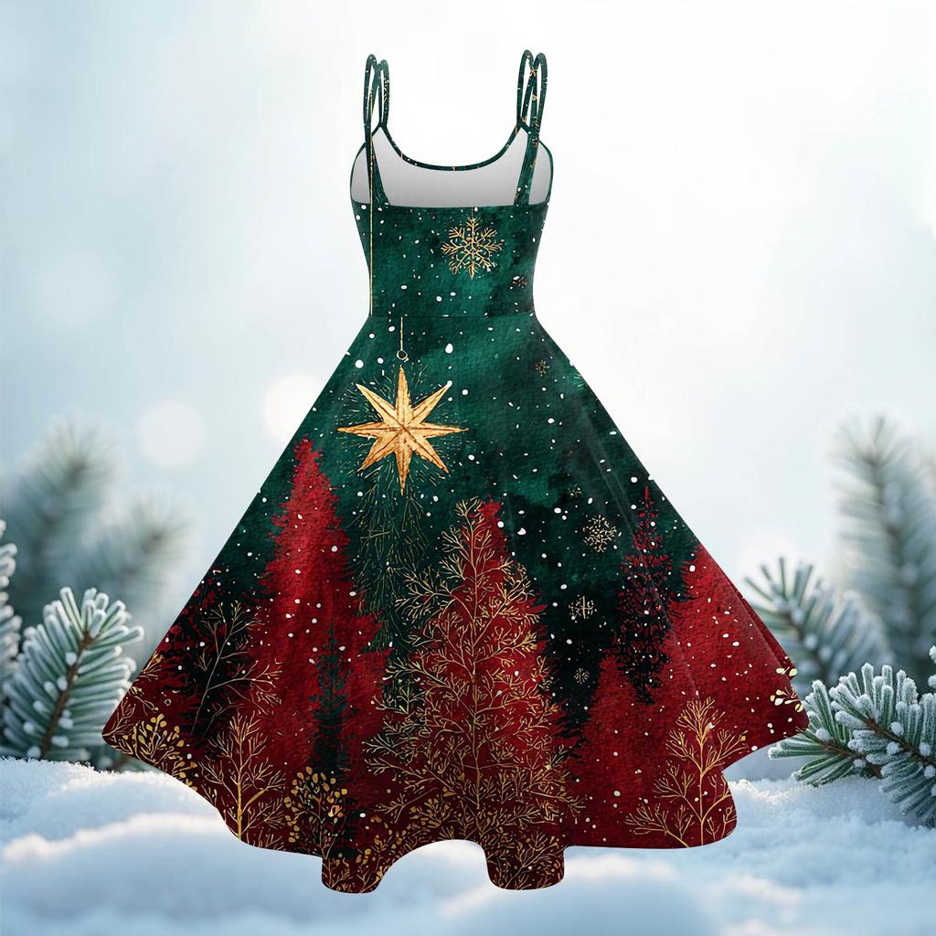 Women's Fashion Christmas Printed Sexy Strapless Gothic Cocktail Dress Punk, Vintage Dress.