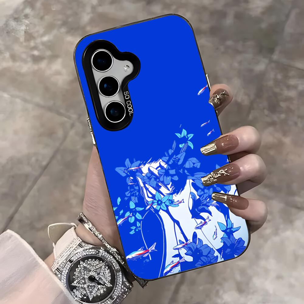 

Perfect Blue Phone Case For Samsung S25 Ultra S23 S22 S21 S20 Ultra Plus S24 Fe A54 A55 Color Silver Cover Samsung S21 Plus