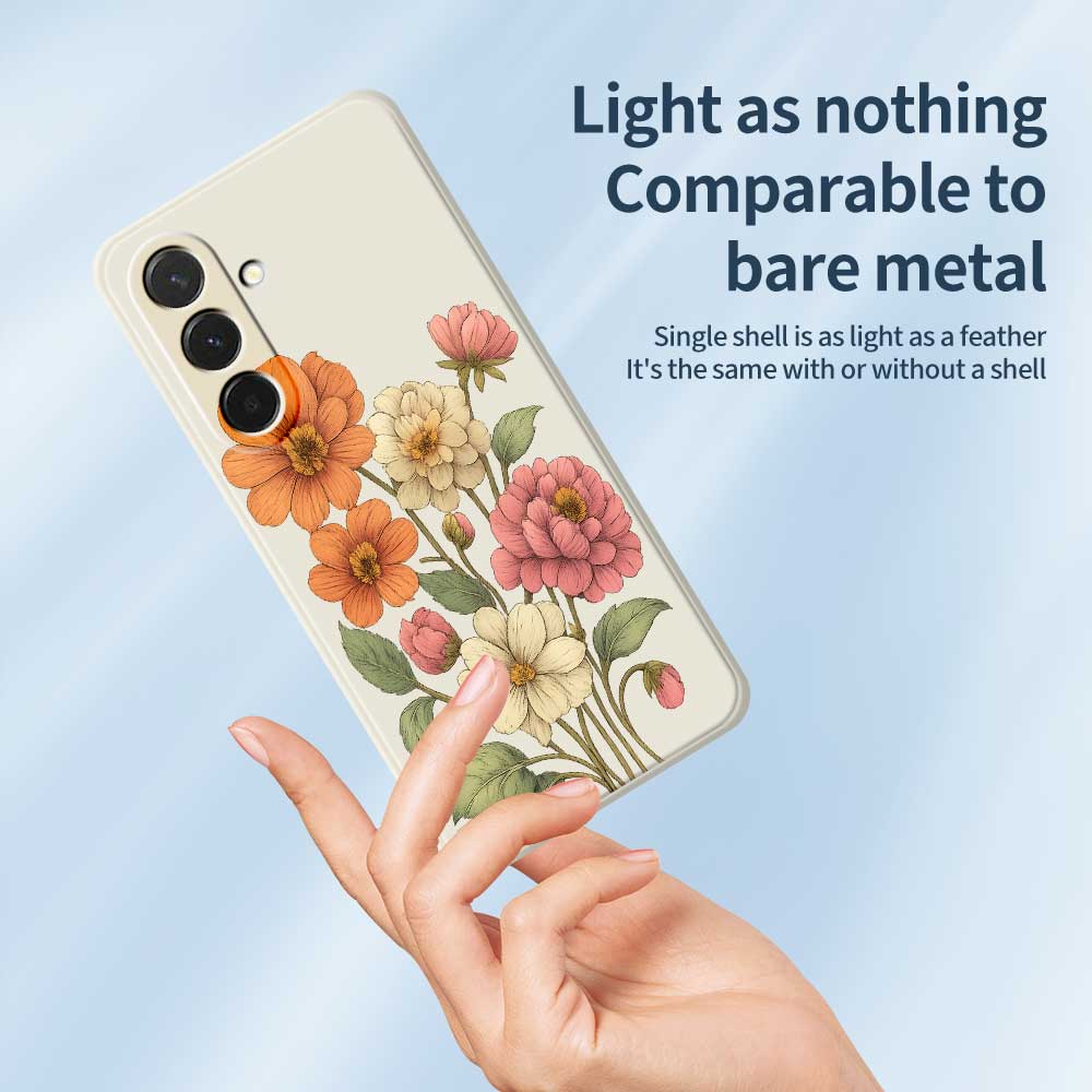 For Samsung Galaxy A36 5G Case Beautiful Flowers Pattern Printing Straight Edge TPU Phone Back Cover