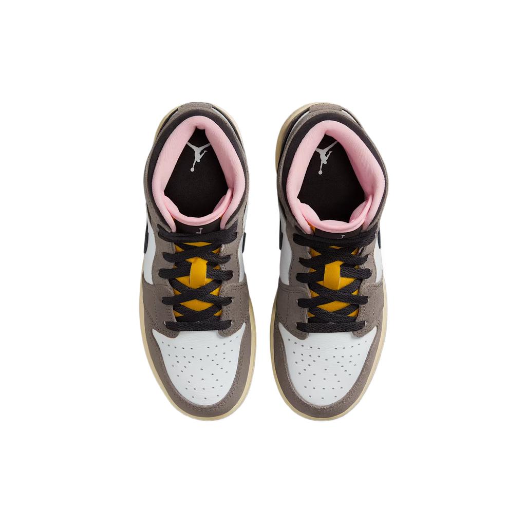 Air Jordan 1 Mid SE GS Tokyo Bio Hack Kids Sneakers Brown White Cave-Stone HQ2014-100