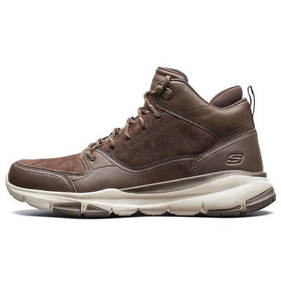 Men Chocolate Mid Top Casual Shoes Leather Fabric Comfortable Versatile 65731-CHOC
