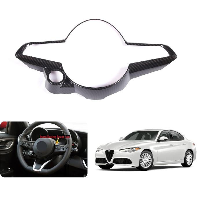 

TOYCIDFG Car Steering Wheel Frame Trim Cover Compatible with Alfa Romeo Giulia/Stelvio Interior Accessories ABS Inner Decoration (Carbon Fiber Carbon fiber pattern