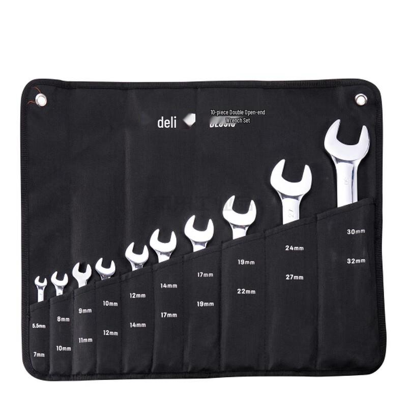 Deli 10-Piece Cr-V Double Open-End Wrench Set 5.5-32mm