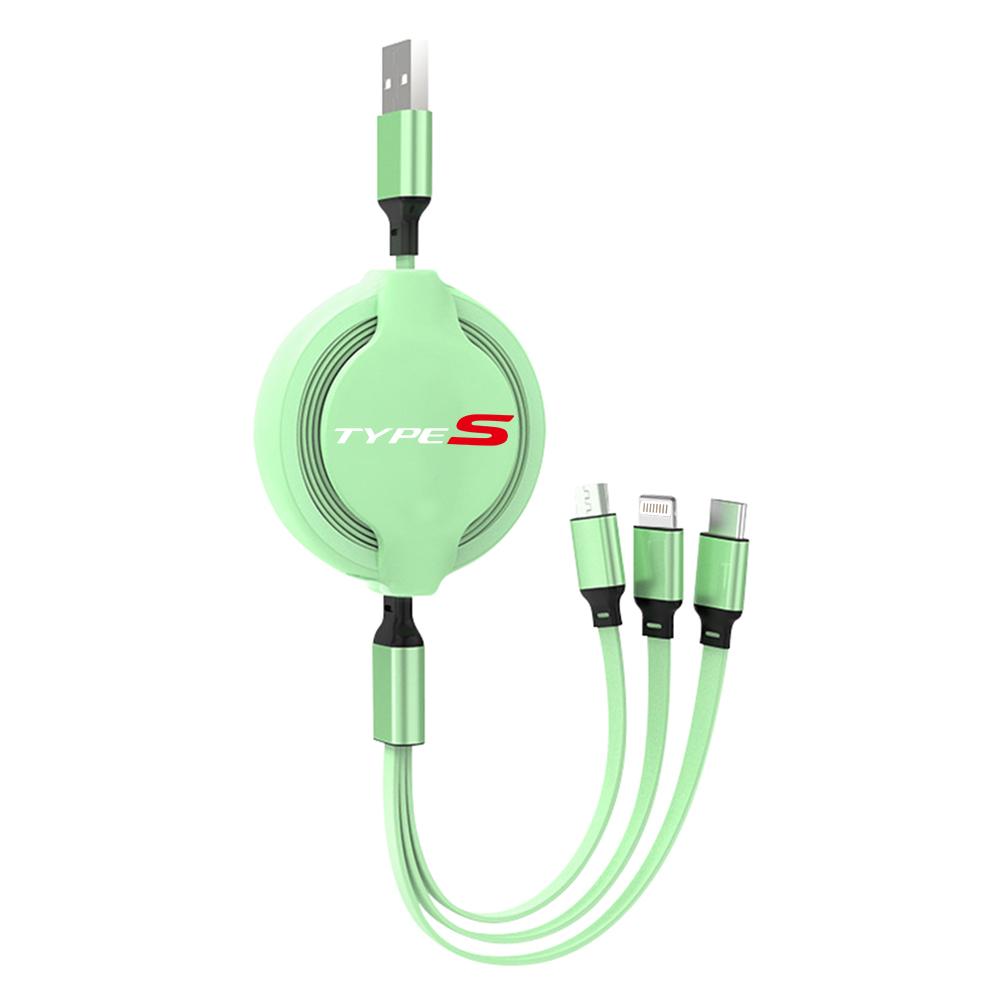 Car Phone Charger Fast Wire Charging Cable Three-head Data Cable For Honda Civic Accord Crv Hrv City Jazz CR-Z Element Insight