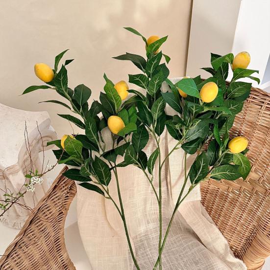 Rami con Limoni Artificiali Steli di Verde Finto con Frutti di Limone Realistici Piante di Limone Finte Realistiche per Decorazione Tavolo Cucina Casa Fiore