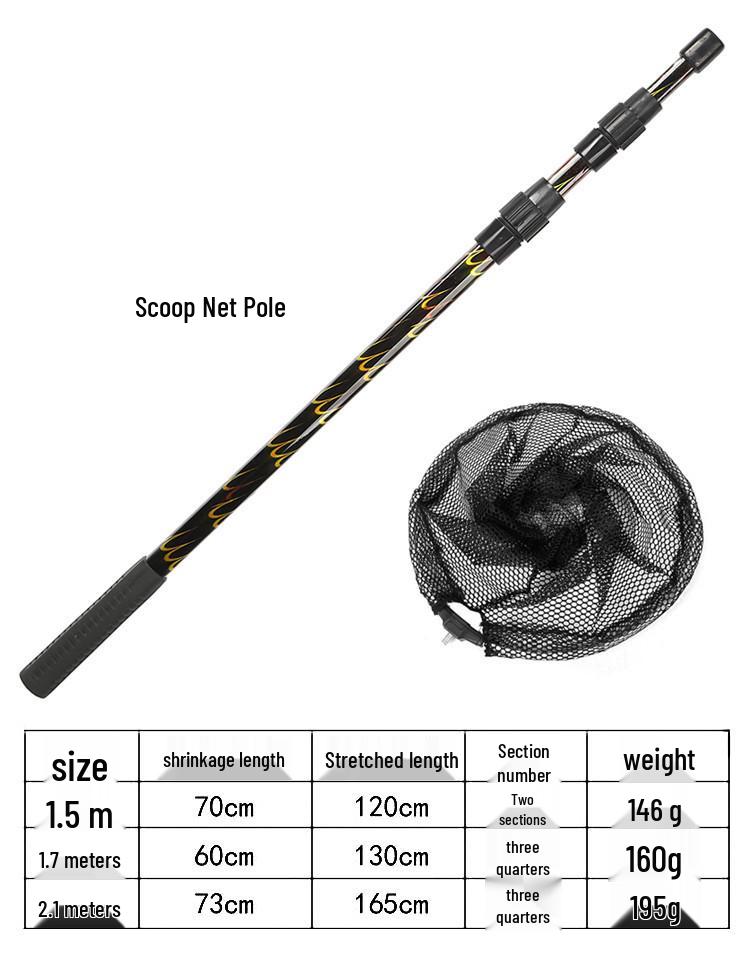 Telescopic Aluminum Alloy Landing Net with Folding Head for Catching Fish