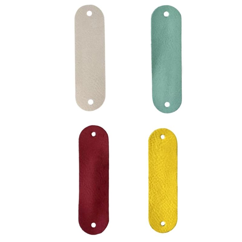 4Pcs Retro Leather Labels with Pre-Punched Holes Sewing On Decorative Label for Handmade Bags Hat Scarf Clothing Project