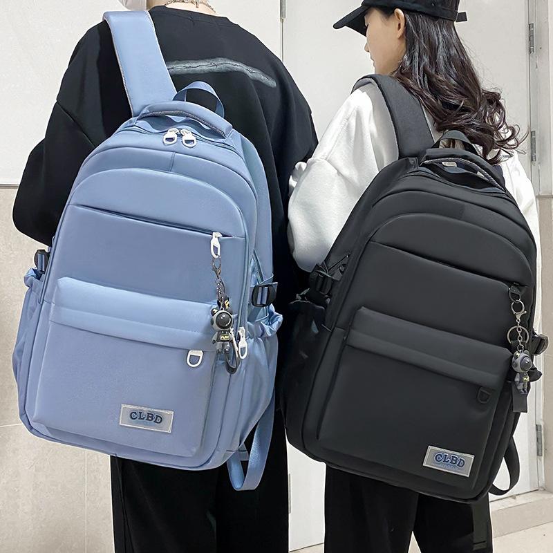 Men's College Students Solid Color Backpack Middle School Students High Capacity Backpack