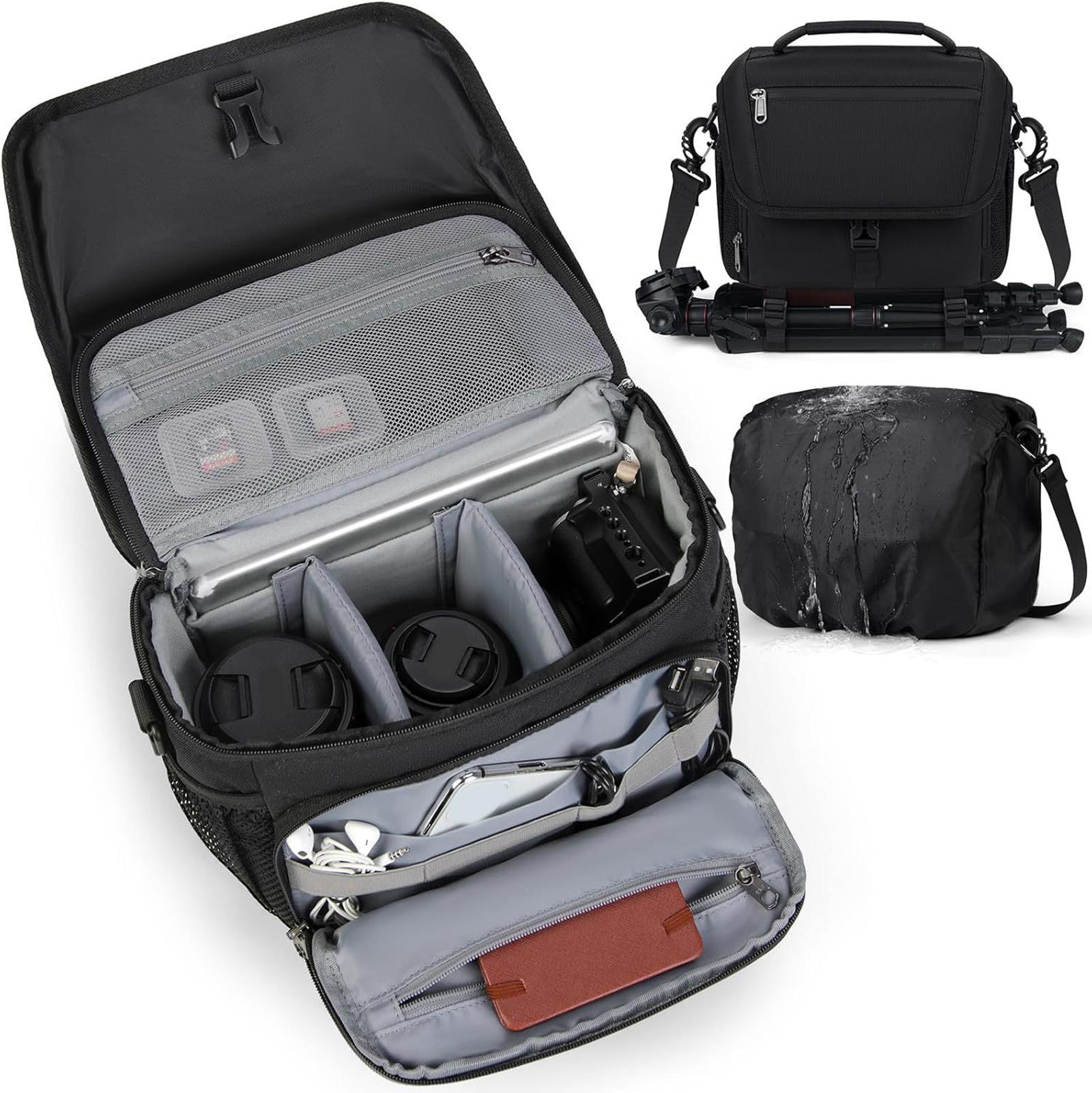 

Camera Storage Bag Waterproof Lightweight Design Multiple Compartment Storage Adjustable Shoulder Strap Durability Polyester 1